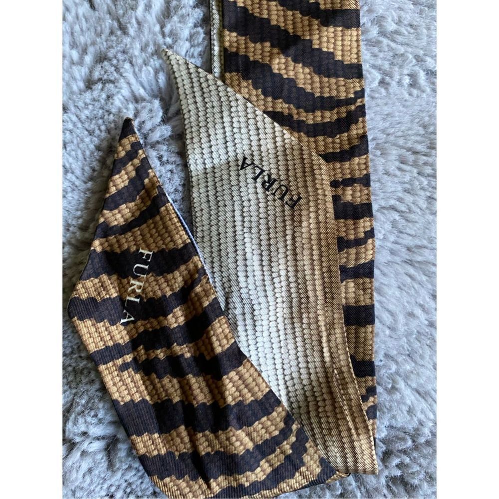 Furla Women's Black & Brown Modern Zebra Print Scarf One Size - Picture 7 of 14